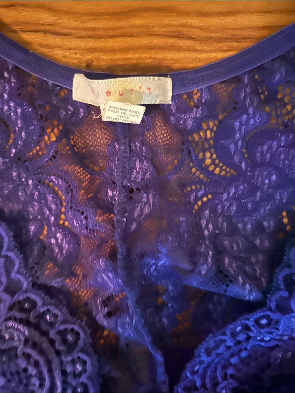 Fleur’t belle époque lace chemise slip dress royal blue Small. - Picture 5 of 6